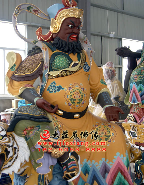 彩繪描金財(cái)神趙公明塑像