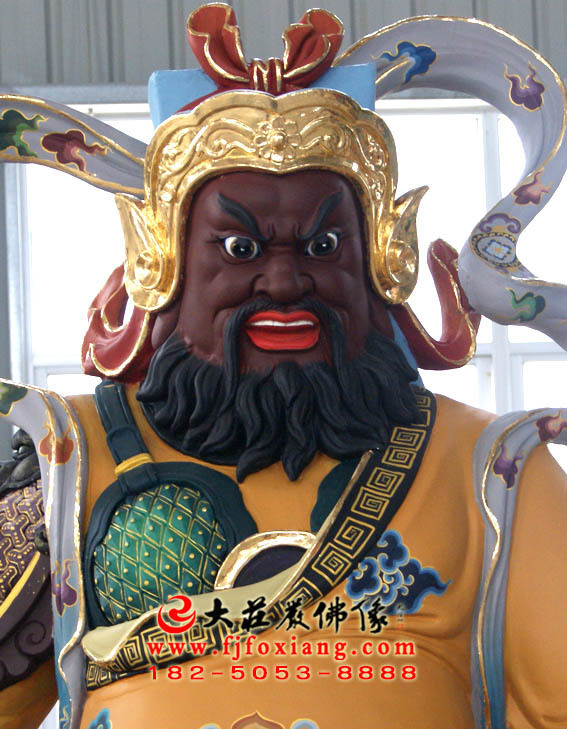 彩繪描金財(cái)神趙公明塑像
